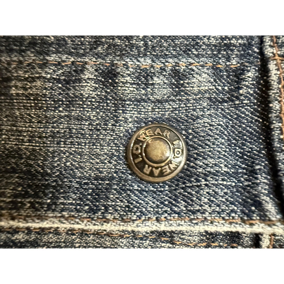 Vintage CAT Denim Jacket Womens Extra Large Blue Snap Front Stretch Workwear Y2K - Picture 3 of 10